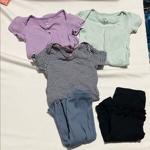 Simple Navy and White Striped Baby Onesie